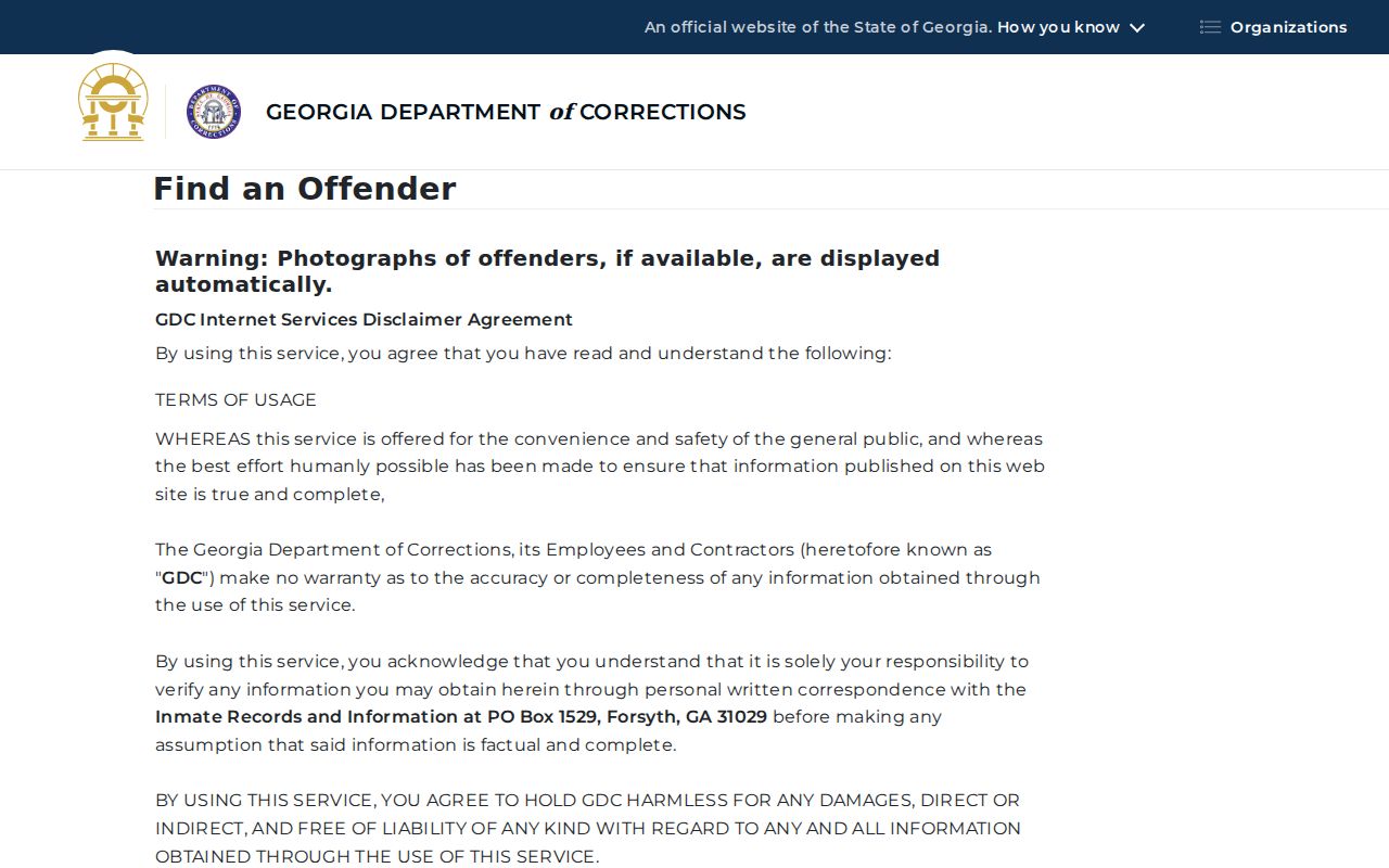 Forsyth County people search Georgia corrections query