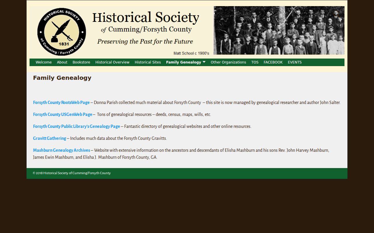 Forsyth County people directories at the Historical Society genealogy collection