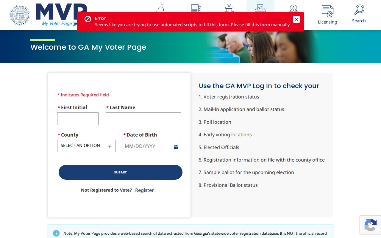 Forsyth County voter registration lookup on Georgia My Voter Page